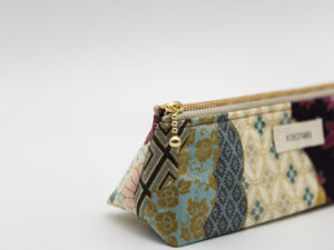 trousse scolaire japonais, pochette crayon, violet, dore