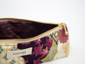 trousse scolaire japonais, pochette crayon, violet, dore